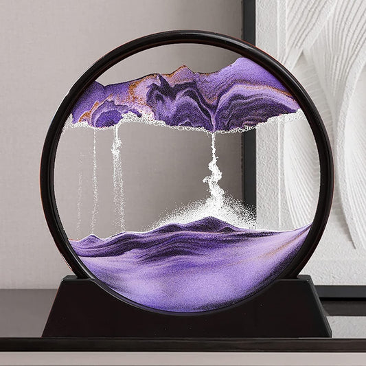 3D Moving Sand Art Lamp - Flowing Sand Painting Picture Dynamic Hourglass Decorative Desk Ornament Office Home Decor Lamp (Random Color)