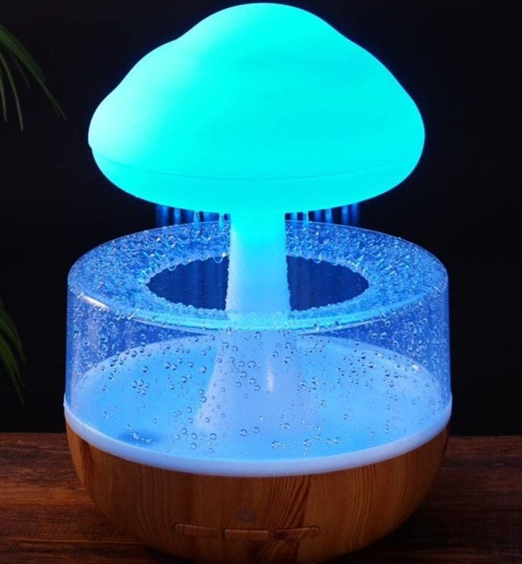 Rechargeable Cloud Rain Aroma Diffuser And LED Humidifier - Elegant Ambient Night Light With Realistic Raindrop Effect For Home And Office Decor