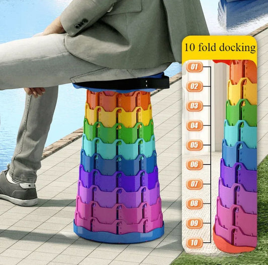 Super Heavy Duty Telescopic Folding Stool | Adjustable Portable Retractable Camping Chair