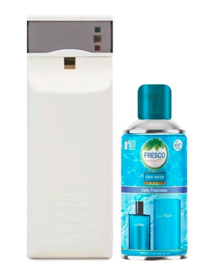 Fresco Automatic Air Freshener Dispenser + Refill – Smart Fragrance Spray Machine | 2 X D size Cell FREEAutomatic Air Dispenser With 300ml Refill