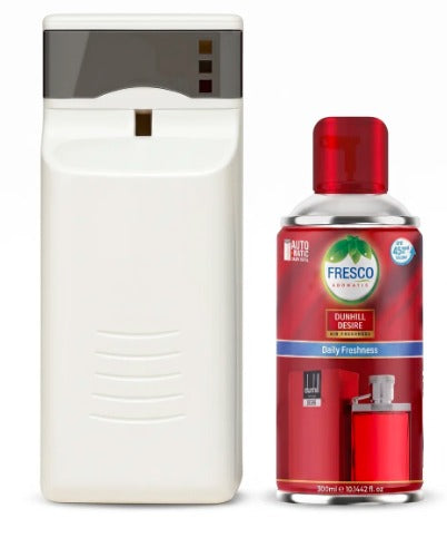 Fresco Automatic Air Freshener Dispenser + Refill – Smart Fragrance Spray Machine | 2 X D size Cell FREEAutomatic Air Dispenser With 300ml Refill