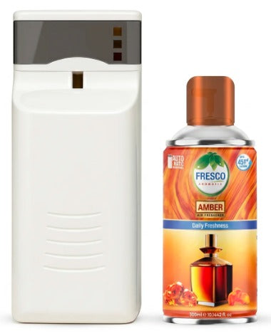 Fresco Automatic Air Freshener Dispenser + Refill – Smart Fragrance Spray Machine | 2 X D size Cell FREEAutomatic Air Dispenser With 300ml Refill