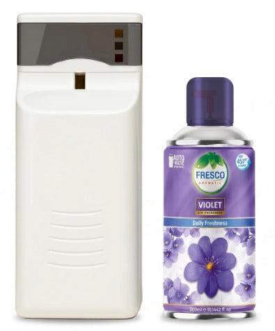 Fresco Automatic Air Freshener Dispenser + Refill – Smart Fragrance Spray Machine | 2 X D size Cell FREEAutomatic Air Dispenser With 300ml Refill