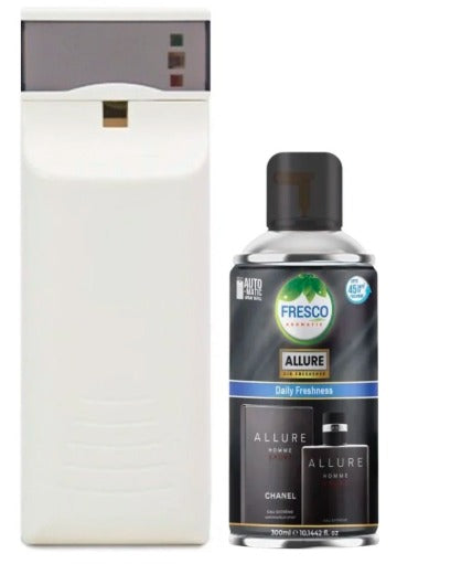 Fresco Automatic Air Freshener Dispenser + Refill – Smart Fragrance Spray Machine | 2 X D size Cell FREEAutomatic Air Dispenser With 300ml Refill
