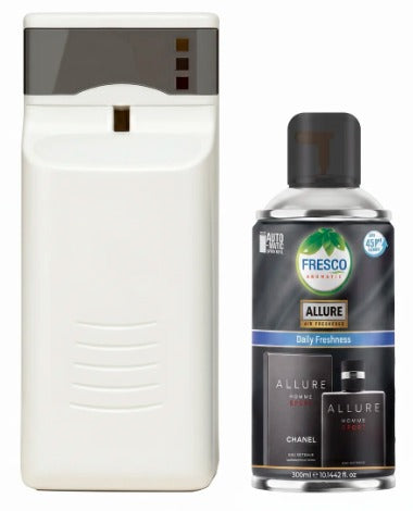 Fresco Automatic Air Freshener Dispenser + Refill – Smart Fragrance Spray Machine | 2 X D size Cell FREEAutomatic Air Dispenser With 300ml Refill