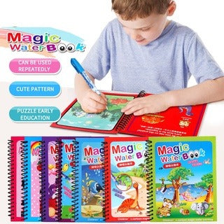 Child using a Magic Water Book with colorful covers